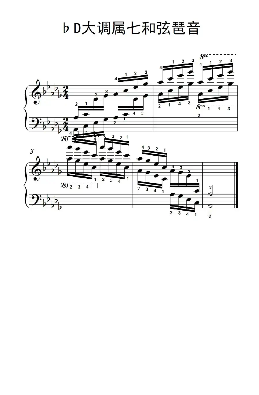 第七级21.♭D大调属七和弦琶音(中央音乐学院 钢琴(业余)考级教程 7-9级)