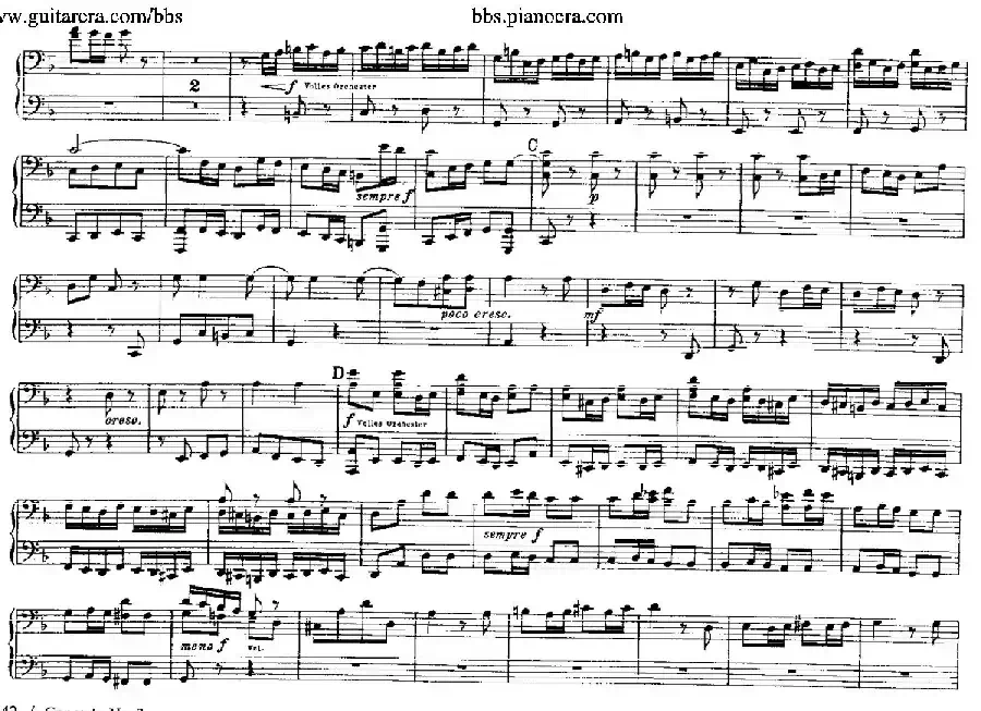 Brandenburg Concerto No.2 in F Major BWV.1047（F大调第二勃兰登堡协奏曲·四手联弹版）