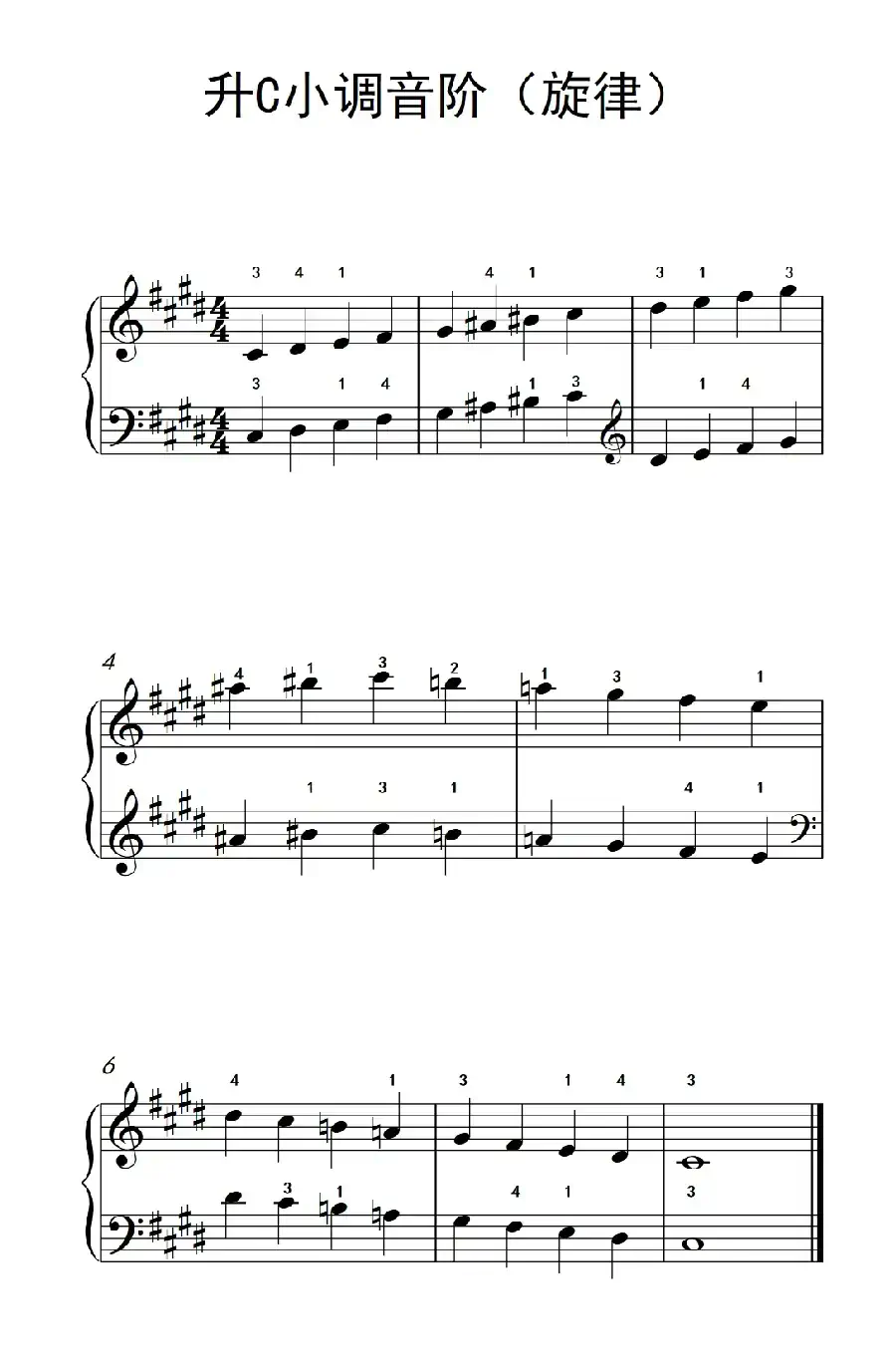 升C小调音阶(旋律)(孩子们的钢琴音阶、和弦与琶音 2)