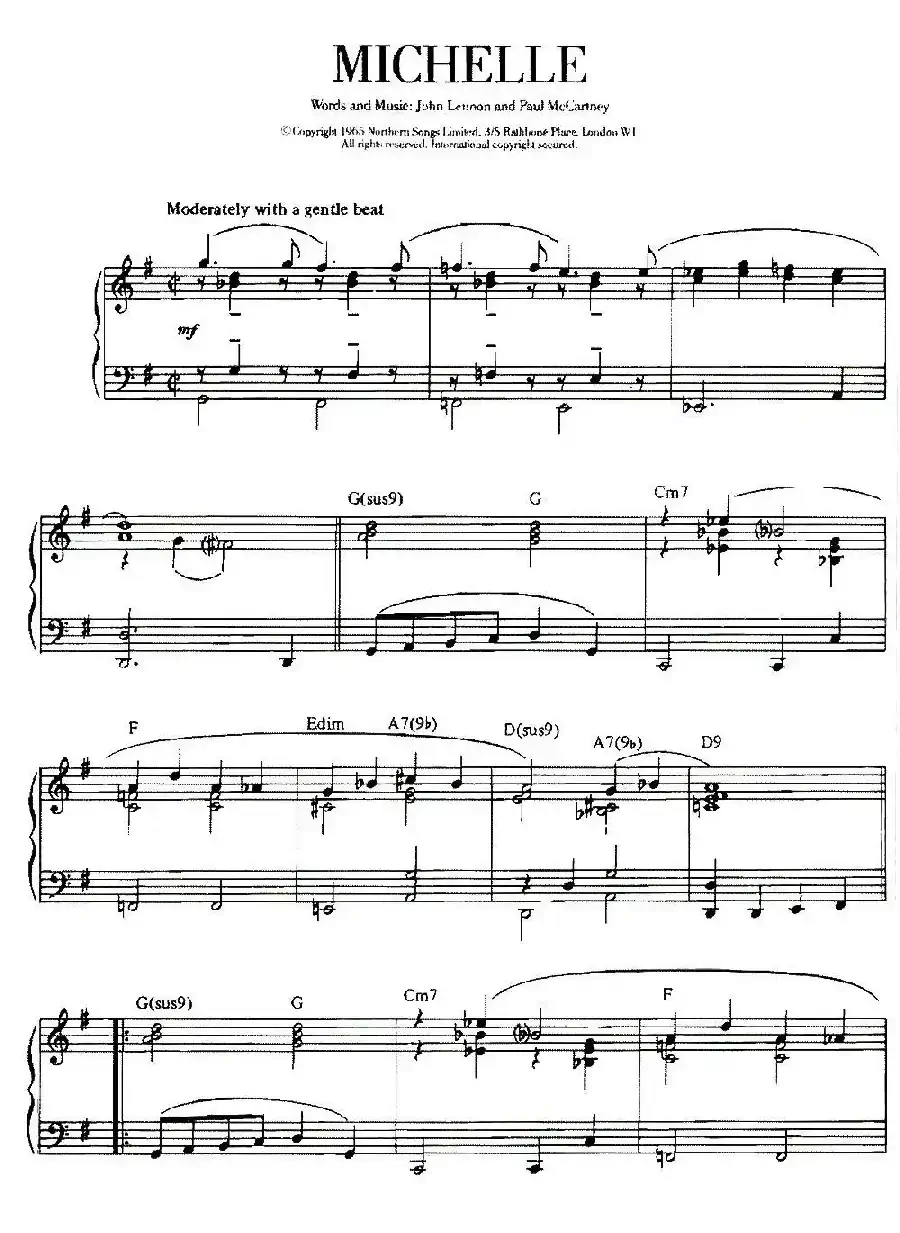 100首欧美流行歌曲钢琴独奏：MICHELLE