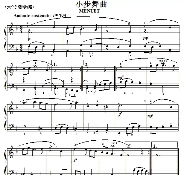 巴赫初级钢琴曲之二十五：小步舞曲