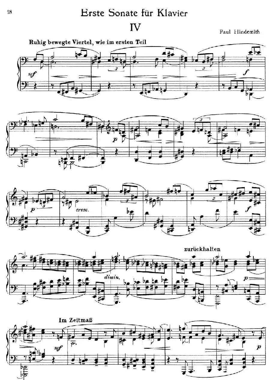 Piano Sonata No.1（第一钢琴奏鸣曲·Ⅳ）