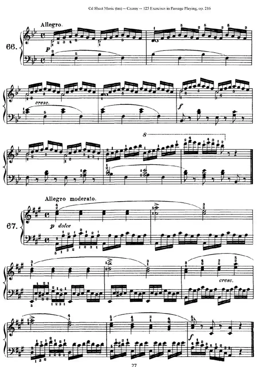 125 Exercises in Passage Playing Op.261（车尔尼125首钢琴短乐句练习曲（61——78））