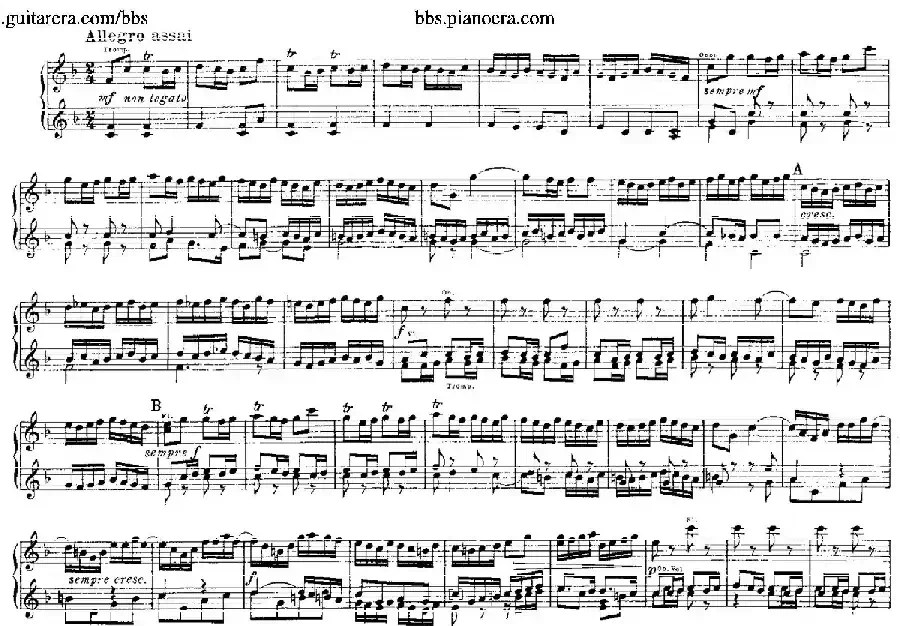 Brandenburg Concerto No.2 in F Major BWV.1047（F大调第二勃兰登堡协奏曲·四手联弹版）
