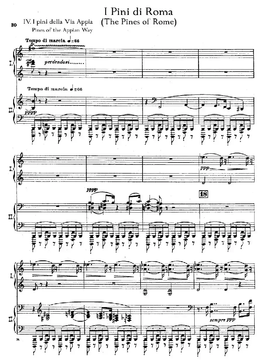 The Pines of Rome（交响诗《罗马的松树》·双钢琴）（第四部分：阿皮亚大道上的松树）