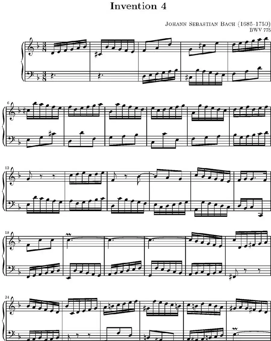 15首巴赫二部创意曲集（NO.4）