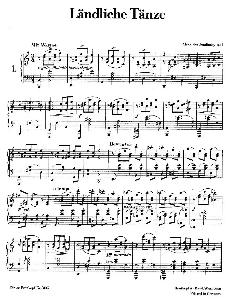Landliche Tanzee Op.1（乡村舞曲·1. C大调）
