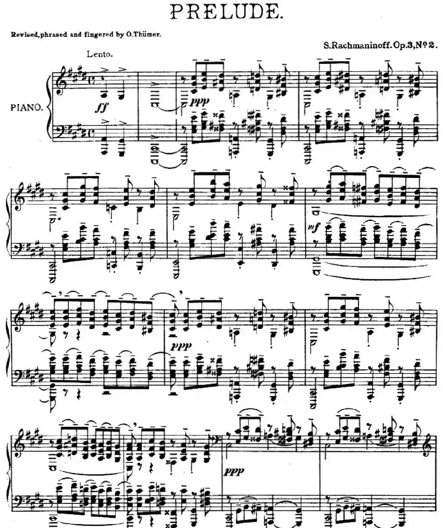 拉赫玛尼诺夫 幻想小品集 Op.3 No.2 前奏曲 升c小调