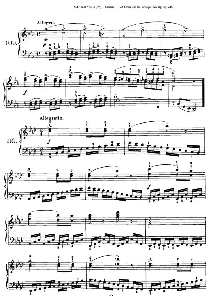 125 Exercises in Passage Playing Op.261（车尔尼125首钢琴短乐句练习曲（95——111））
