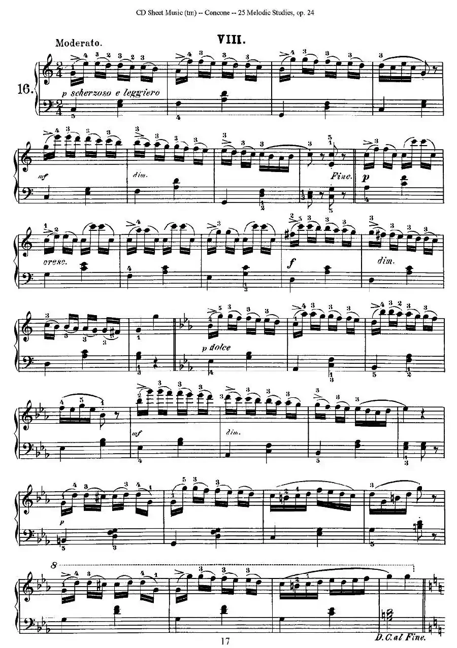 Concone - 25 Melodic Studies easy and progressive（16—20）
