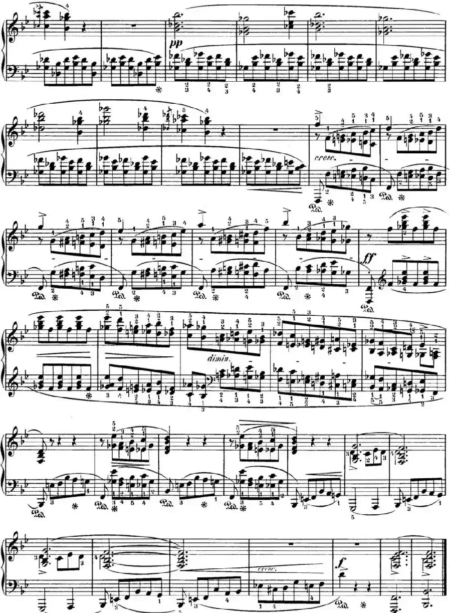 肖邦 24首钢琴前奏曲 Op.28 No.21 降B大调