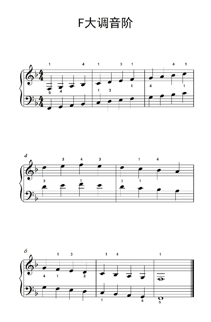 F大调音阶（儿童钢琴练习曲）