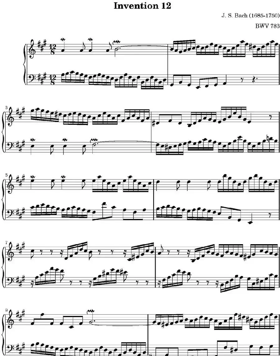 15首巴赫二部创意曲集（NO.12）