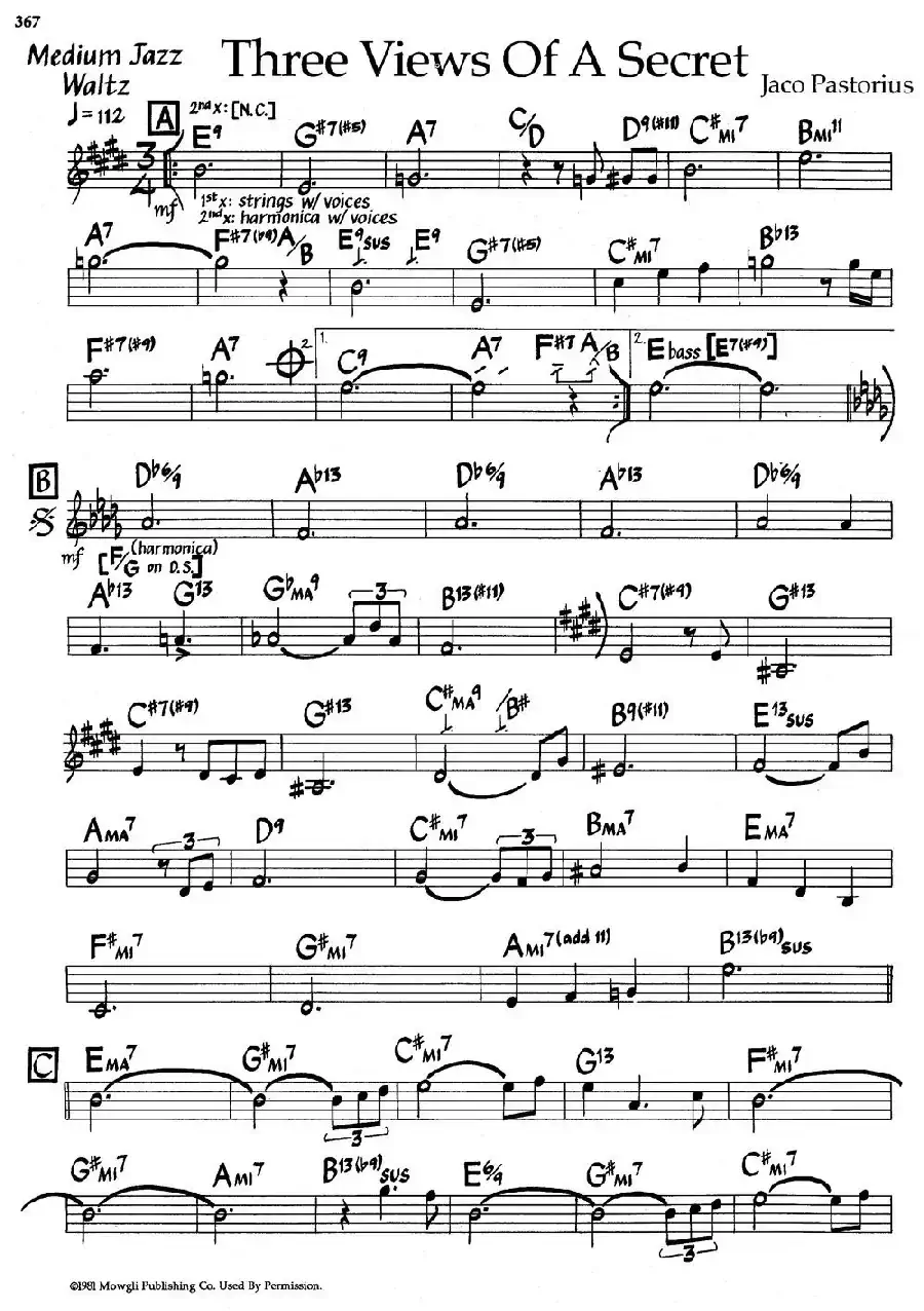 Three Views Of A Secret（爵士钢琴曲）