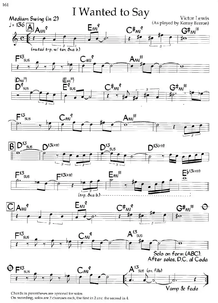 I Wanted to Say（爵士钢琴曲）