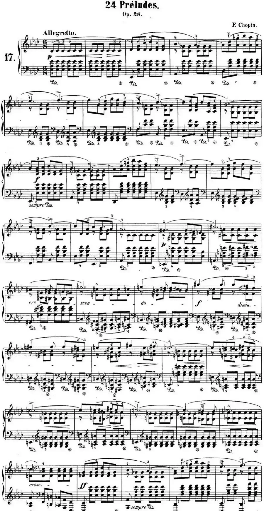 肖邦 24首钢琴前奏曲 Op.28 No.17 降A大调
