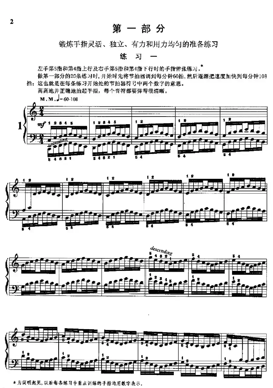 哈农钢琴练指法（第一部分·1—5）