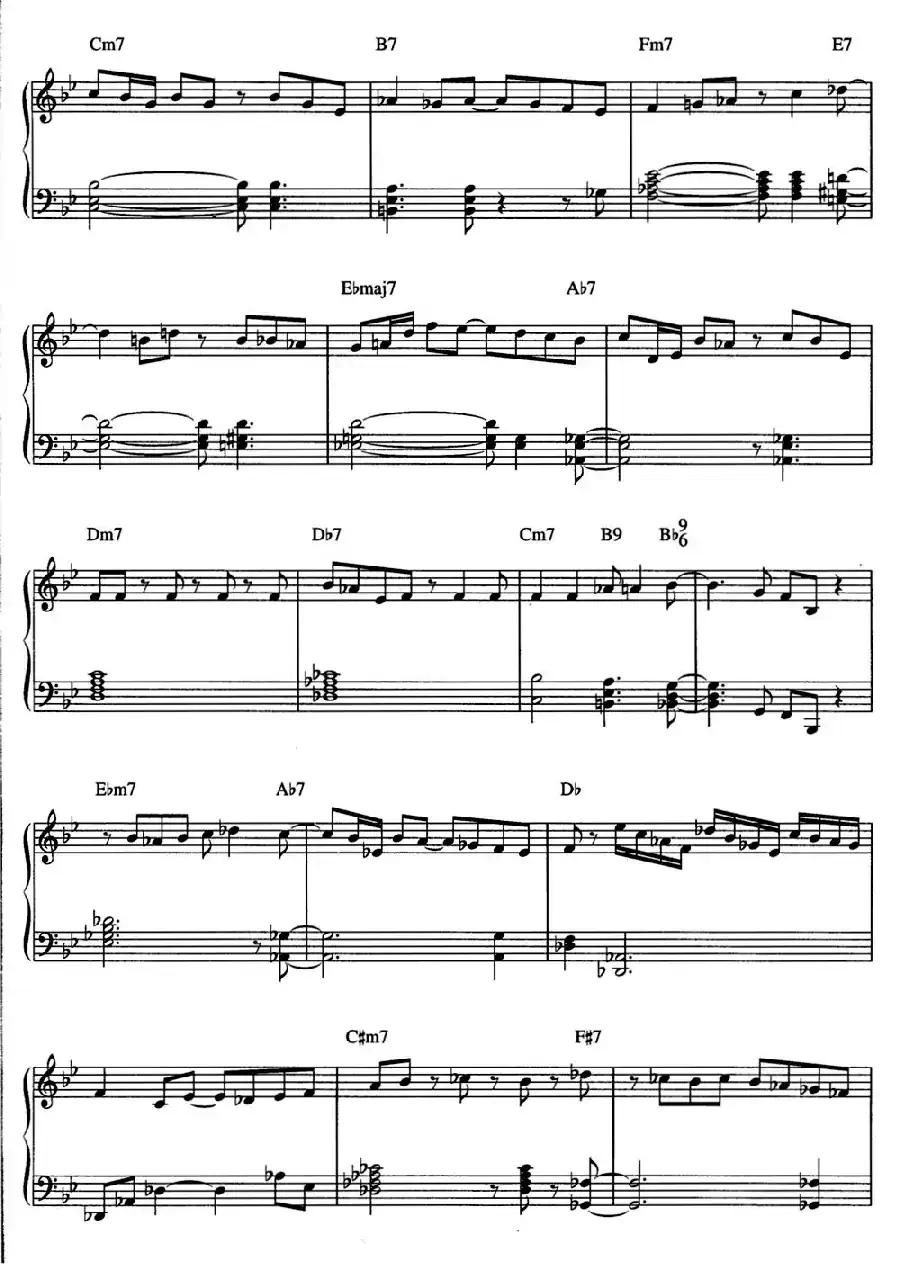 One Note Samba（samba de uma nota so）（爵士钢琴酒吧独奏钢琴谱）