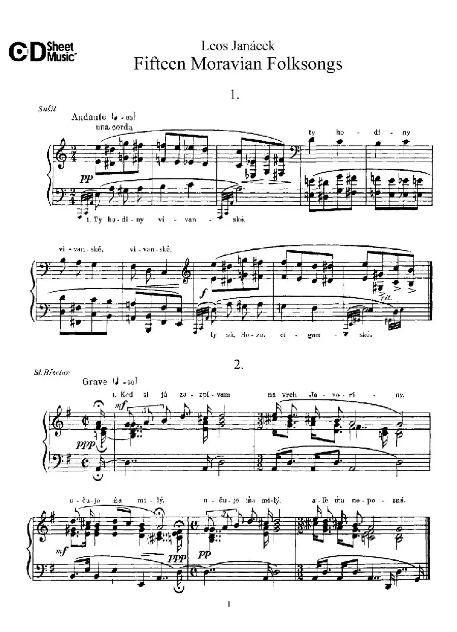 Moravian Folksong（15首摩拉维亚民歌集）