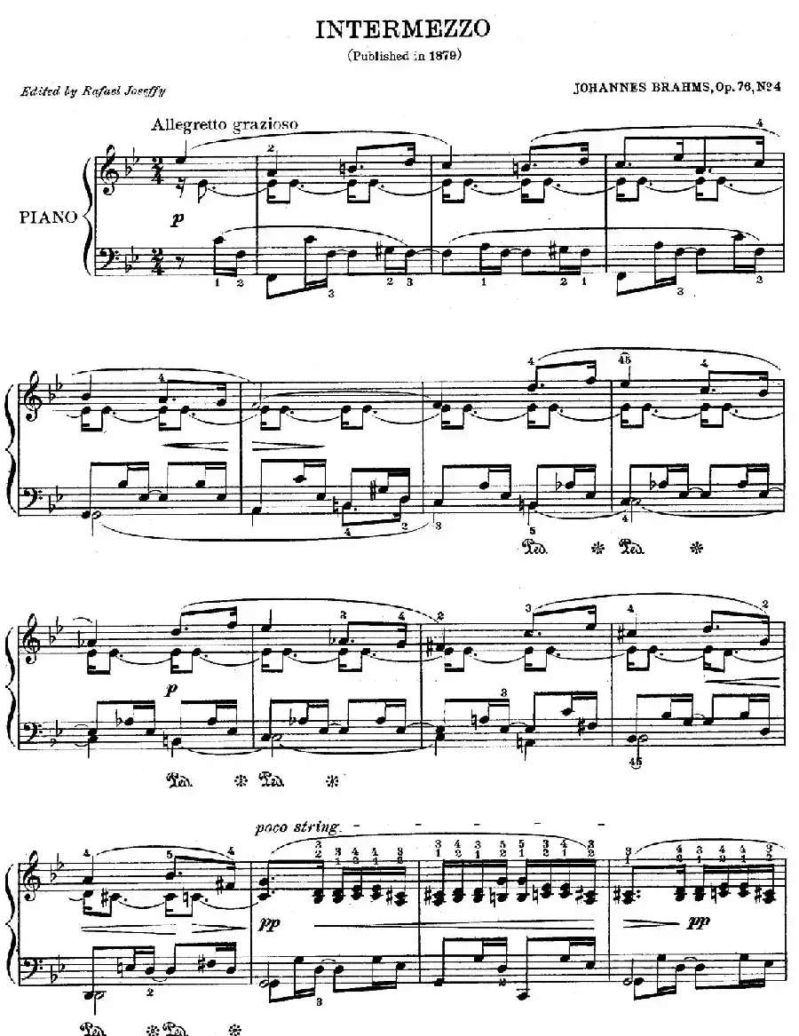 INTERMEZZO（8首钢琴小品第4首 Op.76，No.4.）