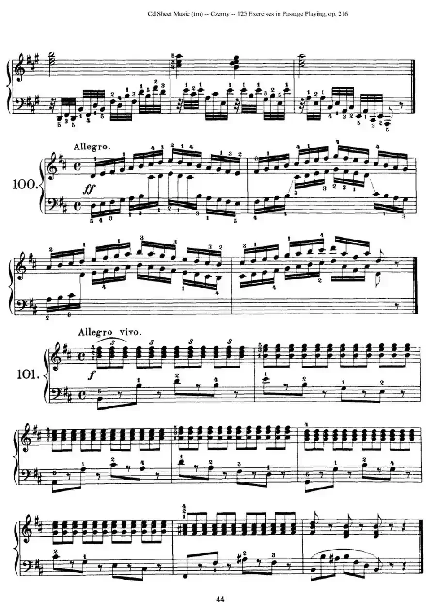 125 Exercises in Passage Playing Op.261（车尔尼125首钢琴短乐句练习曲（95——111））