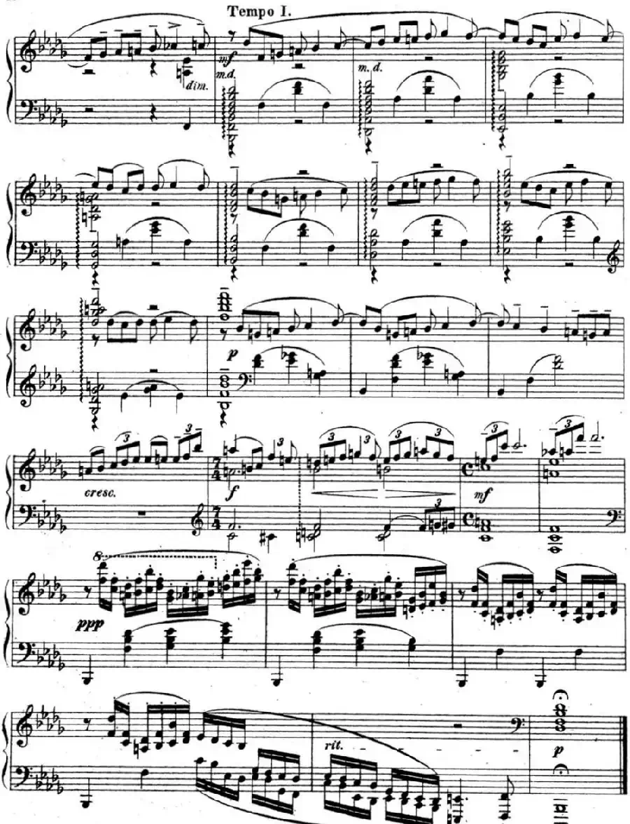 拉赫玛尼诺夫 音乐瞬间 Op.16 No.1 降b小调