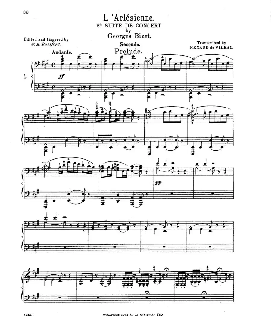 L'Arlesienne Suite No·2（阿莱城姑娘·第二组曲·四手联弹）