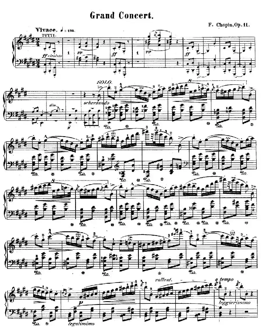e小调第一钢琴协奏曲 Op.11（（钢琴独奏版·第三乐章）