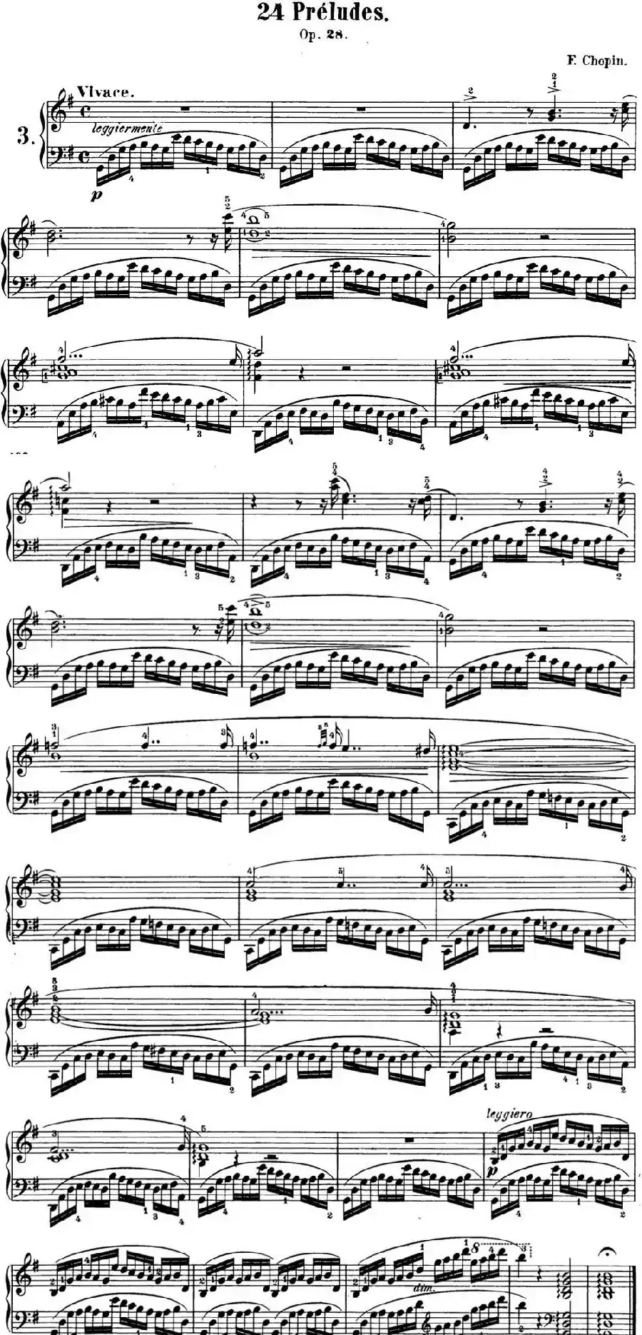 肖邦 24首钢琴前奏曲 Op.28 No.3 G大调