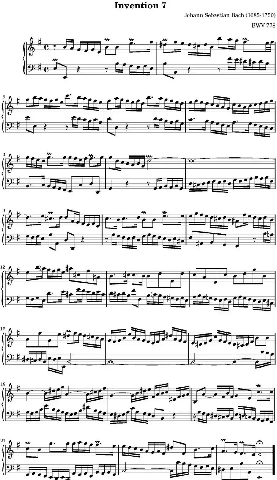 15首巴赫二部创意曲集（NO.7）