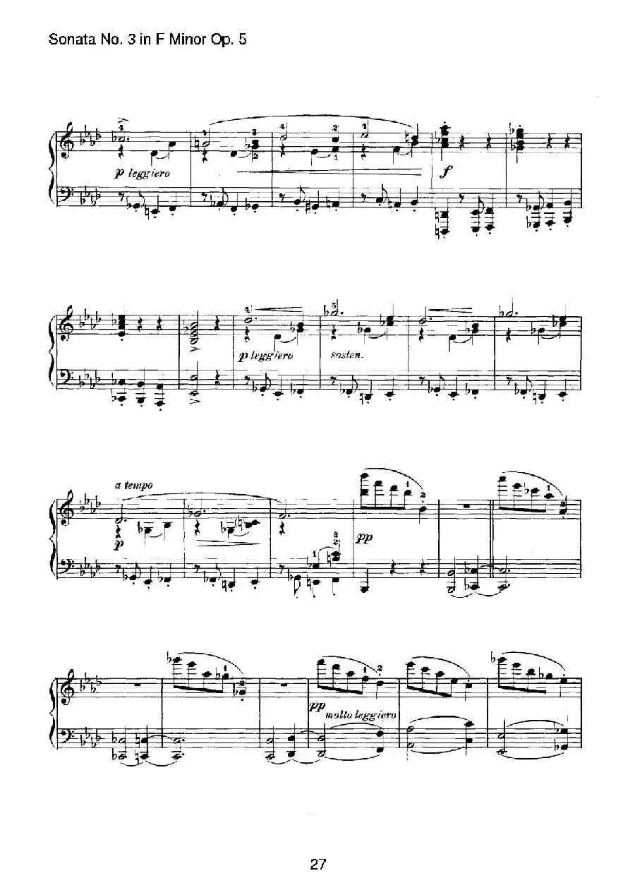 Piano Sonata No.3 in f Minor Op.5（f小调第三钢琴奏鸣曲）