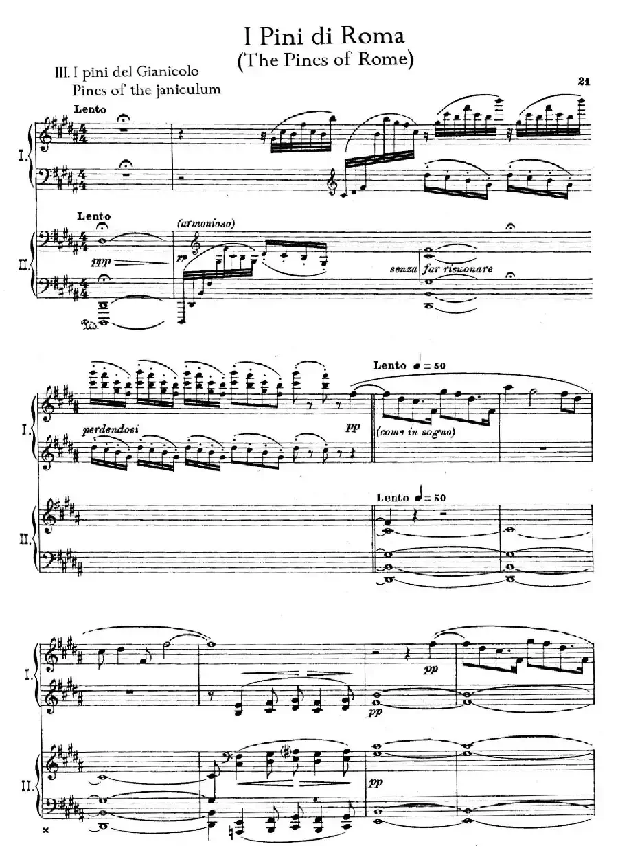 The Pines of Rome（交响诗《罗马的松树》·双钢琴）（第三部分：吉阿尼库伦山的松树）
