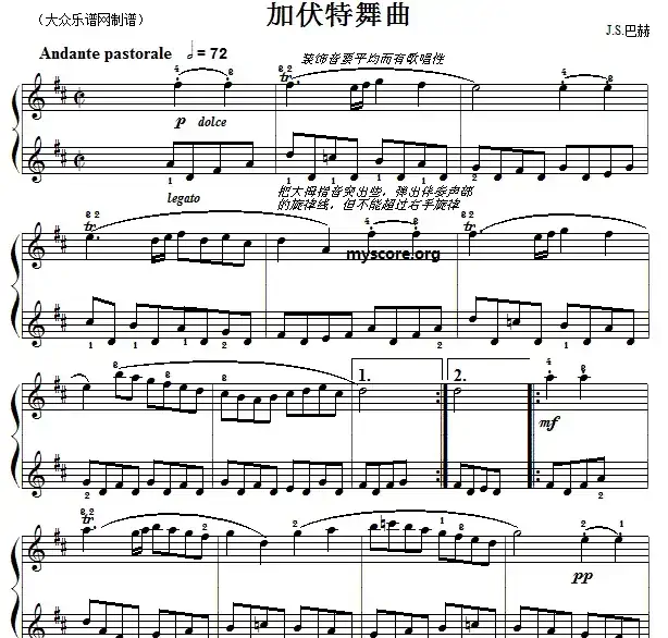 巴赫初级钢琴曲之十九：加伏特舞曲