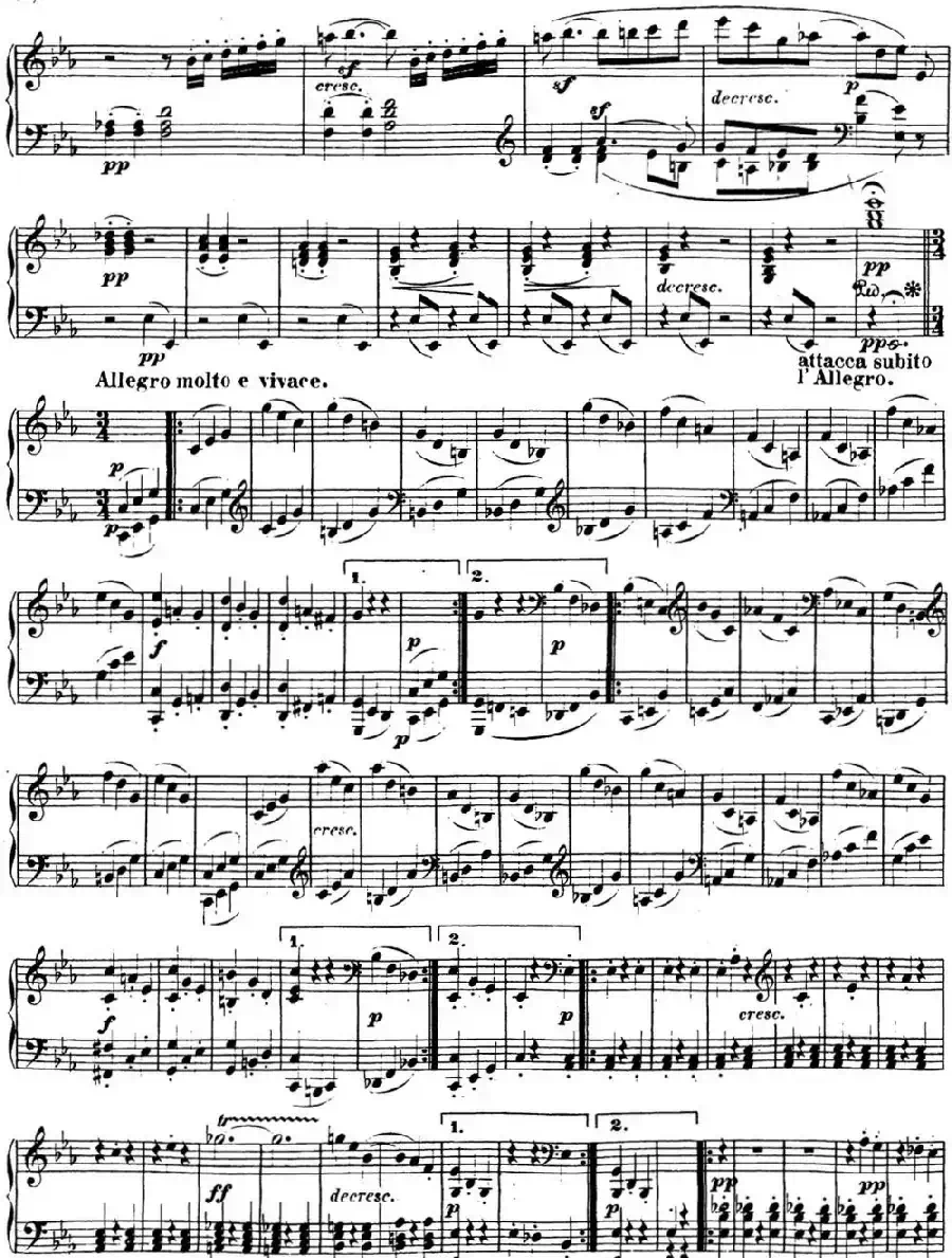 贝多芬钢琴奏鸣曲13 幻想奏鸣曲 降E大调 Op.27 No.1 E-flat major