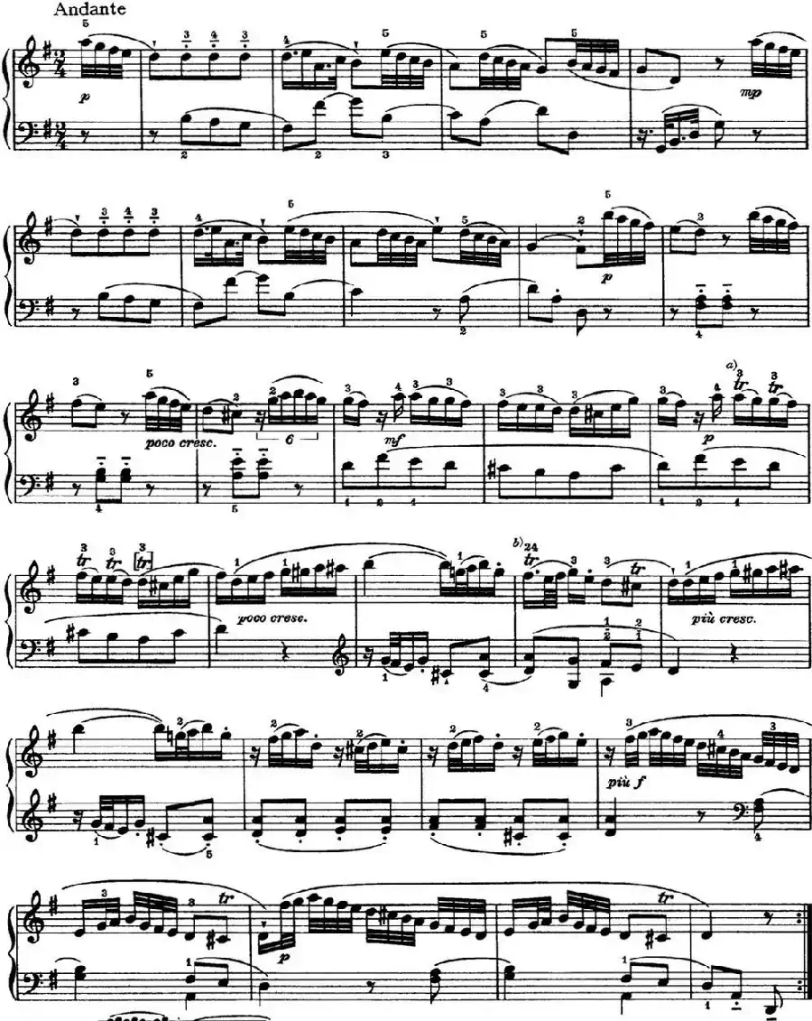 海顿 钢琴奏鸣曲 Hob XVI 3 Divertimento C major