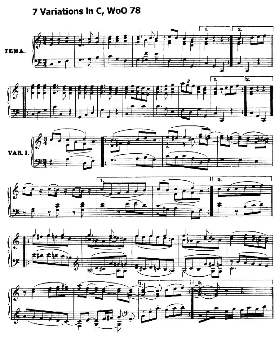 7 Variations in C WoO 78（C大调英国国歌变奏曲）