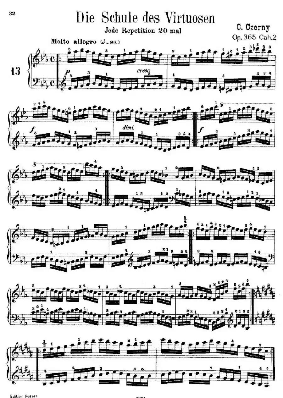 School of the Virtuoso Op.365（60首钢琴高级练习曲·13）