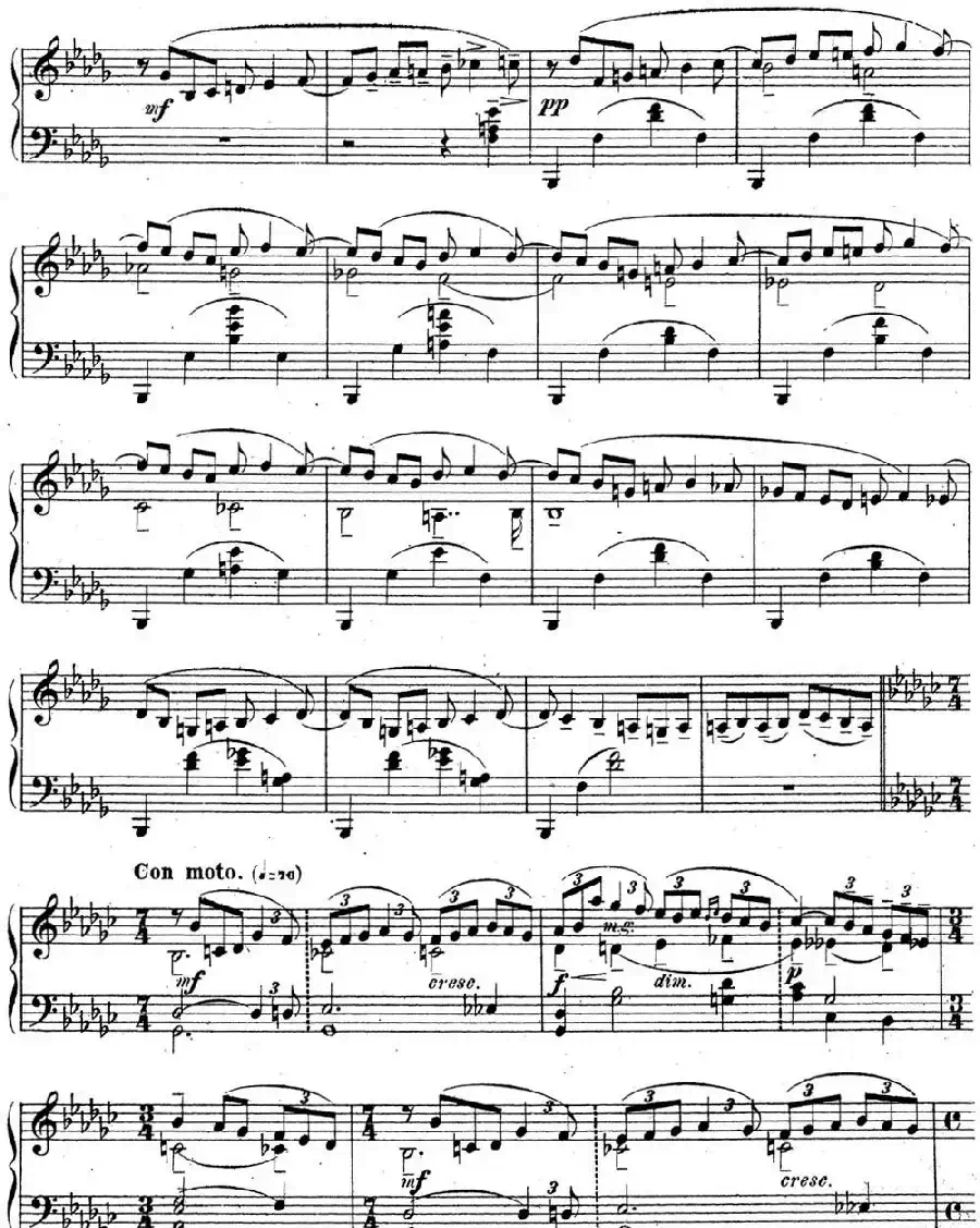 拉赫玛尼诺夫 音乐瞬间 Op.16 No.1 降b小调