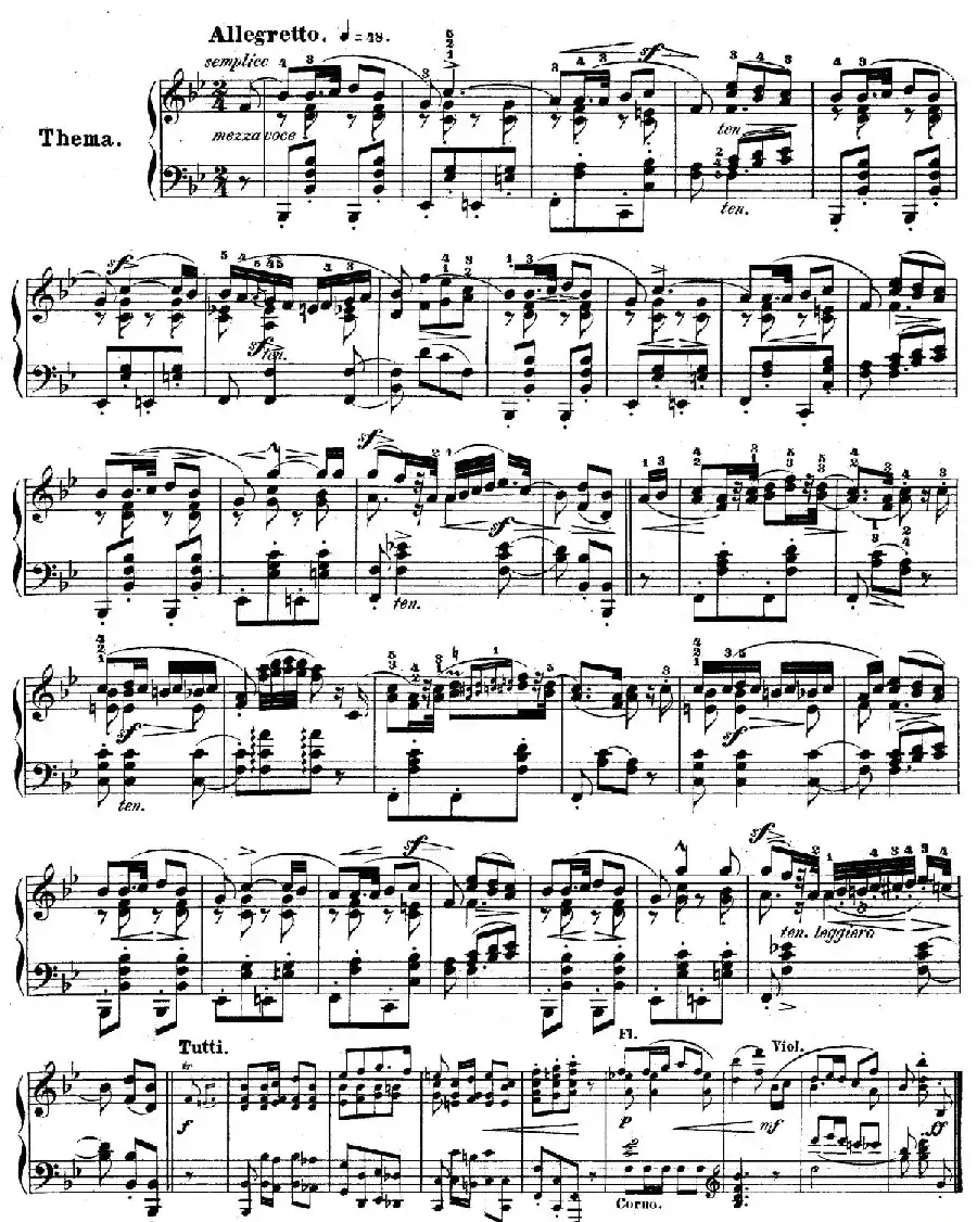 降B大调莫扎特主题变奏曲 Op.2（为钢琴与乐队而作）