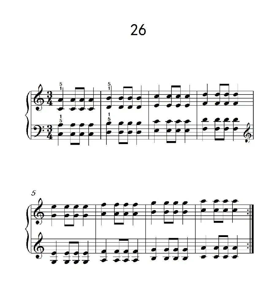 双音练习 26(儿童钢琴手指练习 2)