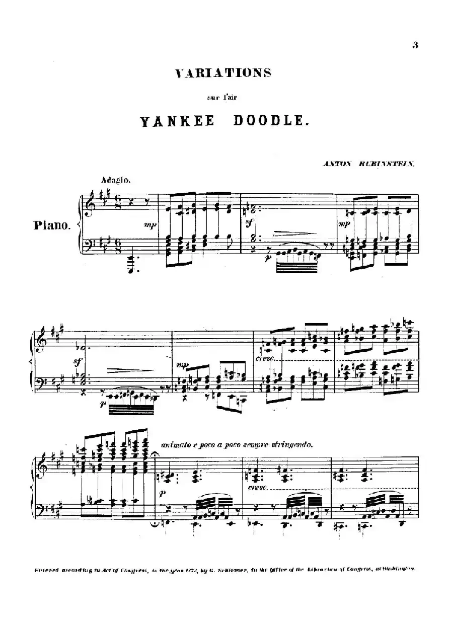 Variations on Yankee Doodle from Miscellenies Op.93（扬基嘟得主题变奏曲）