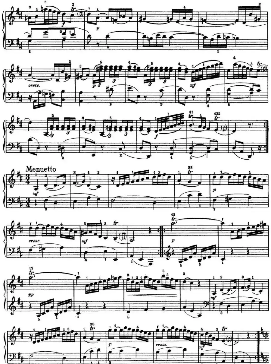 海顿 钢琴奏鸣曲 Hob XVI 14 Partita D major