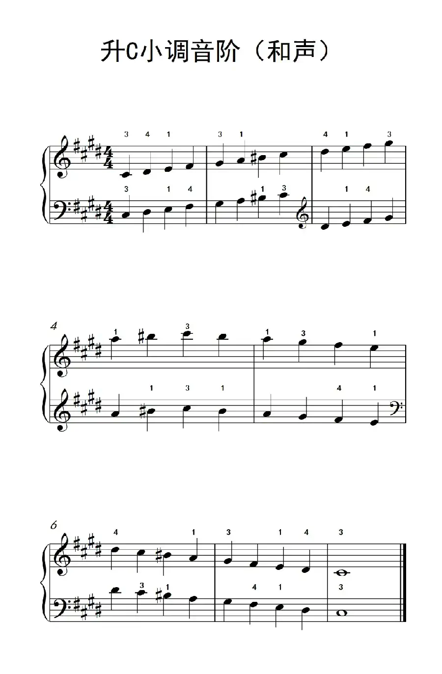 升C小调音阶（和声）（孩子们的钢琴音阶、和弦与琶音 2）