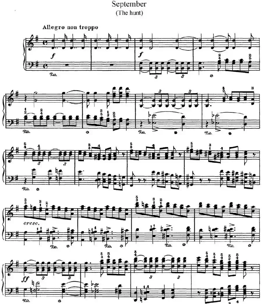 柴可夫斯基 四季 9月 狩猎之歌 G大调 The Hunt G major