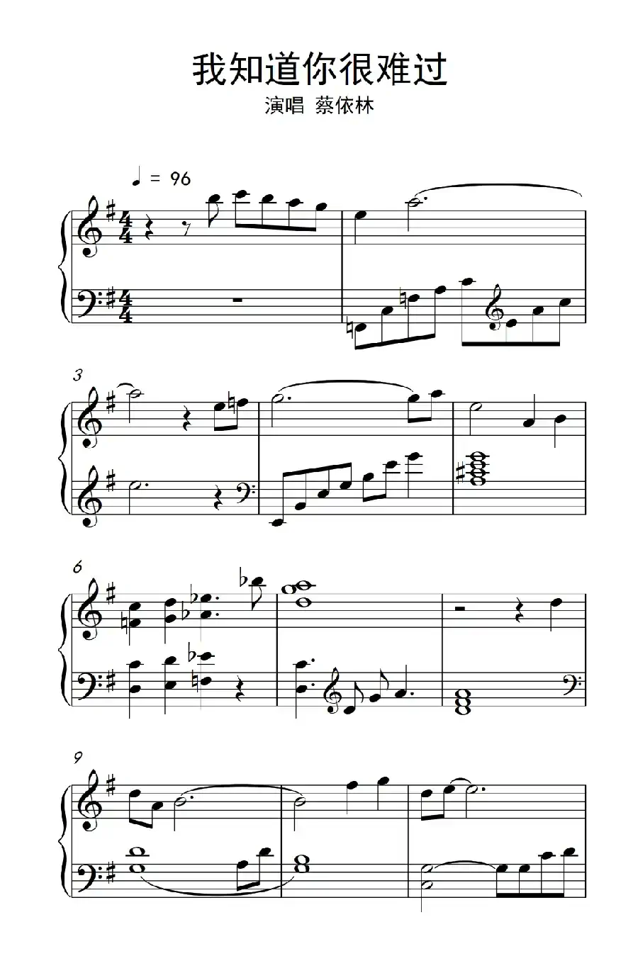 我知道你很难过（《弹吧音教》制谱版）