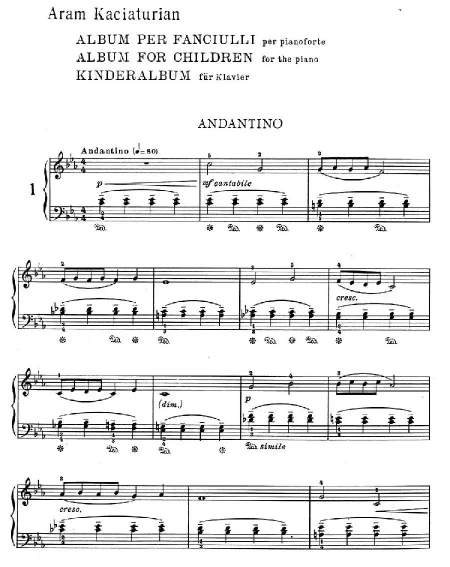 Children's Album Book 1 Op.62（儿童钢琴曲集·1）