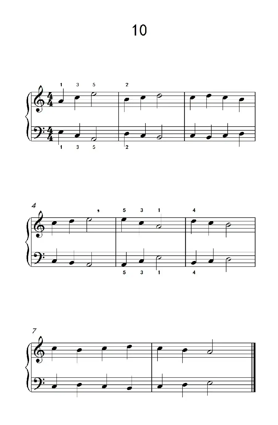 一.非连音练习10(儿童钢琴手指练习 1)