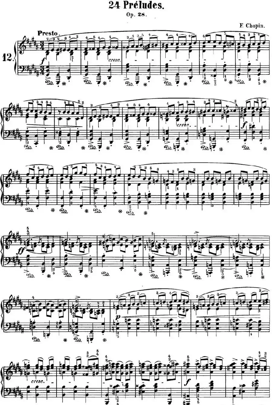 肖邦 24首钢琴前奏曲 Op.28 No.12 升G小调