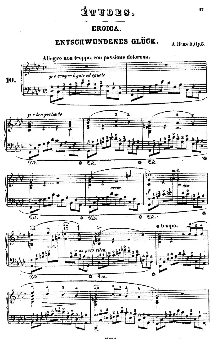 Douze Etudes de Salon Op.5（12首沙龙练习曲·10）