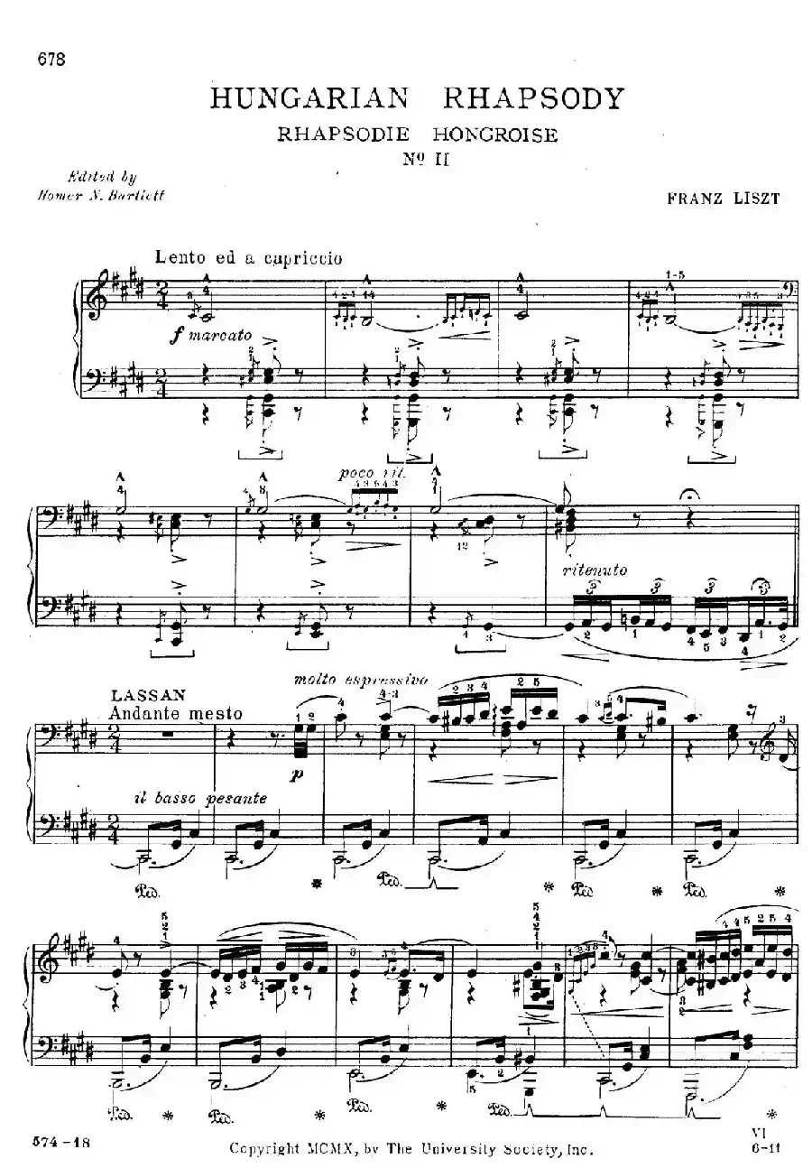 19 Rhapsodies Hongroises S.244 No.2（19首匈牙利狂想曲·第2首）